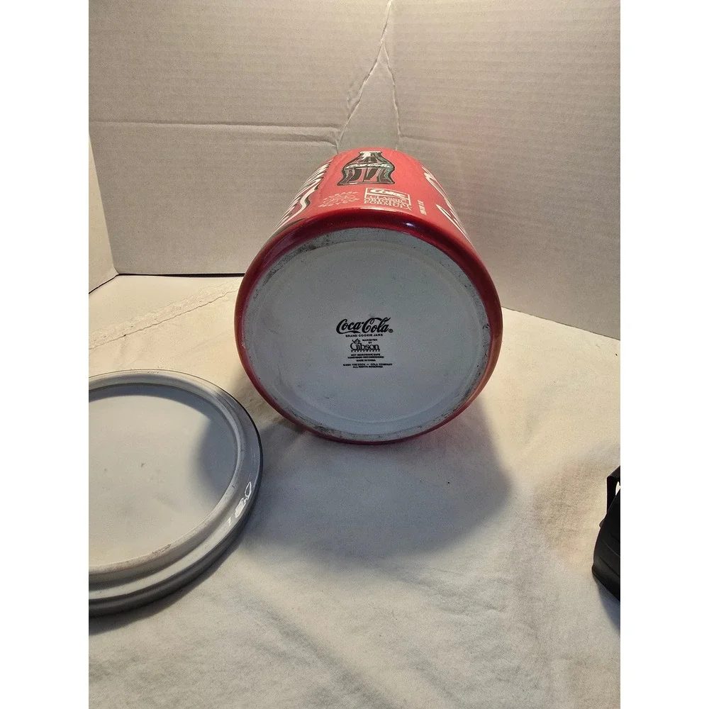Large Gibson Coca-Cola Ceramic Cookie Jar Classic Soda Can Design Red White